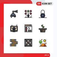 Stock Vector Icon Pack of 9 Line Signs and Symbols for writer notebook lock book global Editable Vector Design Elements