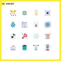 Set of 16 Modern UI Icons Symbols Signs for earth page agreement layout touch Editable Pack of Creative Vector Design Elements