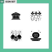 4 Universal Solid Glyphs Set for Web and Mobile Applications bank ball finance grower decoration Editable Vector Design Elements