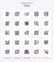 Creative Tab Bar 25 OutLine icon pack  Such As dustbin. printer. up. print. table vector