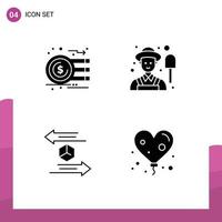 User Interface Pack of 4 Basic Solid Glyphs of analysis delivery graph male return Editable Vector Design Elements