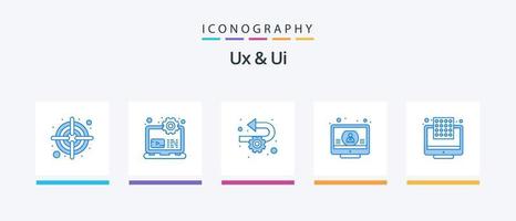 ux y ui azul 5 5 icono paquete incluso ppp garrapata. ágil. pantalla. controlar. creativo íconos diseño vector