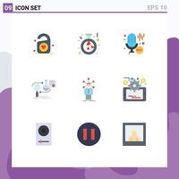 Pictogram Set of 9 Simple Flat Colors of development development mic develop analysis Editable Vector Design Elements