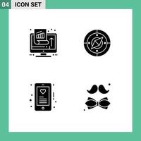 4 Creative Icons Modern Signs and Symbols of chart device performance navigator love Editable Vector Design Elements