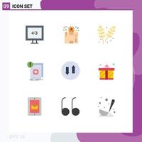 Group of 9 Modern Flat Colors Set for arrows information agriculture infrastructure structure Editable Vector Design Elements