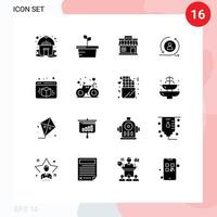 User Interface Pack of 16 Basic Solid Glyphs of web box online digital visiter Editable Vector Design Elements