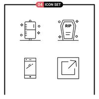 Set of 4 Modern UI Icons Symbols Signs for disease halloween form coffin smart phone Editable Vector Design Elements