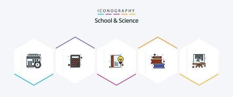 School And Science 25 FilledLine icon pack including board. pen. content. literature. books vector