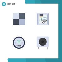 Pictogram Set of 4 Simple Flat Icons of grid bass printing develop electronics Editable Vector Design Elements