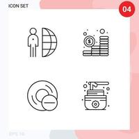 Pack of 4 Modern Filledline Flat Colors Signs and Symbols for Web Print Media such as freelance computers person investment disc Editable Vector Design Elements