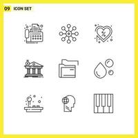 9 Universal Outline Signs Symbols of federal banking day bank offer Editable Vector Design Elements