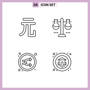 grupo de 4 4 moderno línea de relleno plano colores conjunto para moneda mezcla químico laboratorio prueba matraz aleatorio editable vector diseño elementos