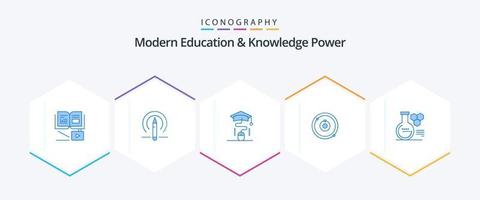 Modern Education And Knowledge Power 25 Blue icon pack including chemistry. education . mouse. plenet. vector