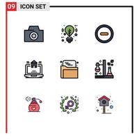 Set of 9 Modern UI Icons Symbols Signs for chemistry folder user web estate Editable Vector Design Elements