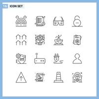 Group of 16 Outlines Signs and Symbols for district secure computing safety lock Editable Vector Design Elements