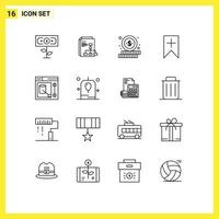 Set of 16 Commercial Outlines pack for tool design online user plus Editable Vector Design Elements