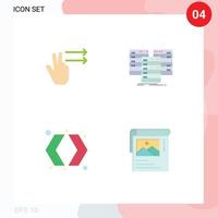 Editable Vector Line Pack of 4 Simple Flat Icons of fingers switch center database right Editable Vector Design Elements