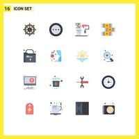 16 Universal Flat Color Signs Symbols of folder education radio books roller Editable Pack of Creative Vector Design Elements