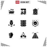 Solid Glyph Pack of 9 Universal Symbols of computing design creative art pen Editable Vector Design Elements