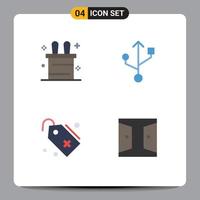 4 4 usuario interfaz plano icono paquete de moderno señales y símbolos de magia truco puerta USB añadir hogar editable vector diseño elementos