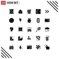 Pictogram Set of 25 Simple Solid Glyphs of right arrow plan maze labyrinth Editable Vector Design Elements