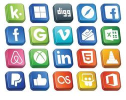 20 Social Media Icon Pack Including player vlc video html xbox vector