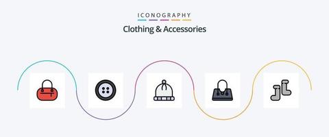 Clothing and Accessories Line Filled Flat 5 Icon Pack Including . fashion. vector