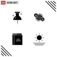 Universal Icon Symbols Group of 4 Modern Solid Glyphs of location education connected internet open book Editable Vector Design Elements