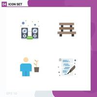 Editable Vector Line Pack of 4 Simple Flat Icons of computer avatar speaker element human Editable Vector Design Elements