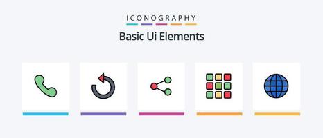 Basic Ui Elements Line Filled 5 Icon Pack Including rotate. refresh. off. login. security. Creative Icons Design vector