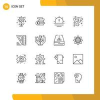 Universal Icon Symbols Group of 16 Modern Outlines of geometrical snack nature nachos chips Editable Vector Design Elements