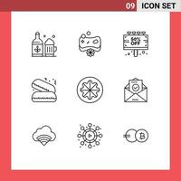 Mobile Interface Outline Set of 9 Pictograms of healthy pie sign food offer Editable Vector Design Elements