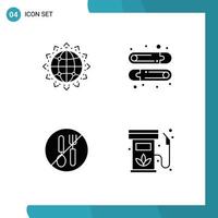 Editable Vector Line Pack of Simple Solid Glyphs of world no business kids spoon Editable Vector Design Elements