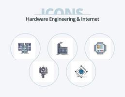 Hardware Engineering And Internet Line Filled Icon Pack 5 Icon Design. data. big. of. smart. monitor vector