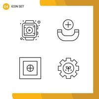 Group of 4 Modern Filledline Flat Colors Set for play environment call finance gear Editable Vector Design Elements
