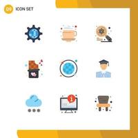 Set of 9 Modern UI Icons Symbols Signs for globe sweet computer dessert search Editable Vector Design Elements