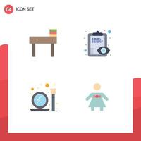 User Interface Pack of 4 Basic Flat Icons of chair mirror eye clipboard bow tie Editable Vector Design Elements