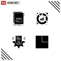 Universal Icon Symbols Group of 4 Modern Solid Glyphs of fraud setting malicious report profile Editable Vector Design Elements