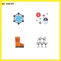 Mobile Interface Flat Icon Set of 4 Pictograms of analytics pay per click web buy fire Editable Vector Design Elements