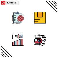 Universal Icon Symbols Group of 4 Modern Filledline Flat Colors of goals business target good modern Editable Vector Design Elements