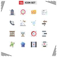 16 Universal Flat Color Signs Symbols of communication content management map content specker Editable Pack of Creative Vector Design Elements