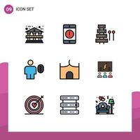 Universal Icon Symbols Group of 9 Modern Filledline Flat Colors of password body audio avatar xylophone Editable Vector Design Elements