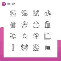 Group of 16 Modern Outlines Set for check list banking business law auction Editable Vector Design Elements