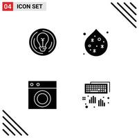 User Interface Pack of 4 Basic Solid Glyphs of bulb furniture creative waste machine Editable Vector Design Elements