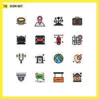 Set of 16 Modern UI Icons Symbols Signs for entertainment game business slot machine healthcare Editable Creative Vector Design Elements