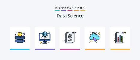 Data Science Line Filled 5 Icon Pack Including book. graph. chemistry. document. mobile. Creative Icons Design vector