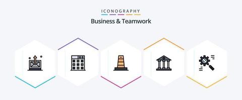 Business And Teamwork 25 FilledLine icon pack including finance and business. columns. banking. under vector