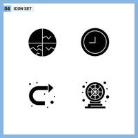 Pictogram Set of 4 Simple Solid Glyphs of dry skin u turn skin time wheel Editable Vector Design Elements