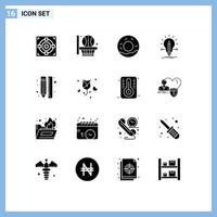 Set of 16 Modern UI Icons Symbols Signs for line creative donuts pencil solution Editable Vector Design Elements