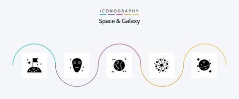 espacio y galaxia glifo 5 5 icono paquete incluso . Saturno. espacio. planeta. espacio vector